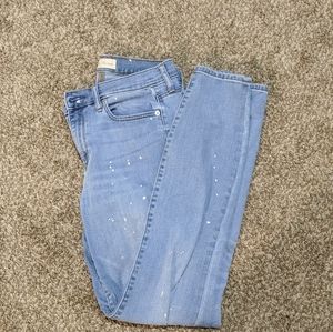 Paint speckled ankle jeans
